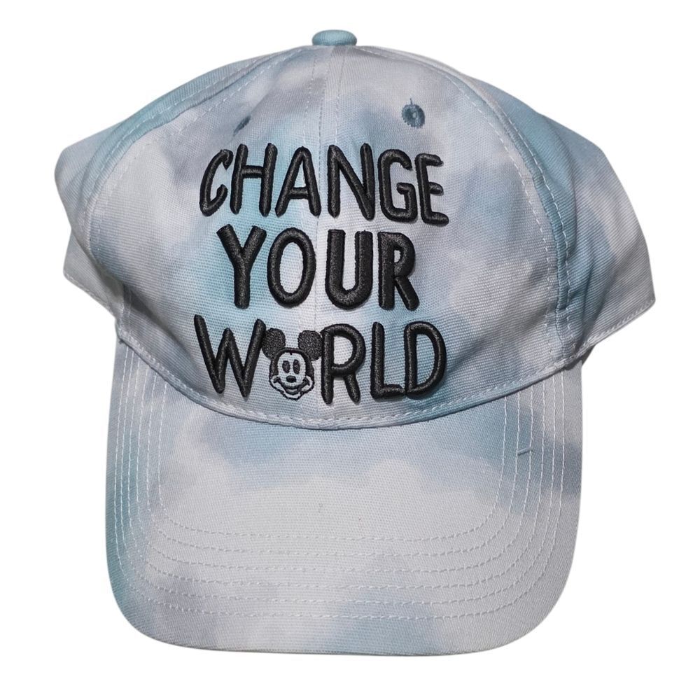 Disney Blue Tie-Dye Baseball Cap with Embroidered Text